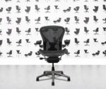 refurbished herman miller aeron classic size b full spec polished aluminium posture fit black