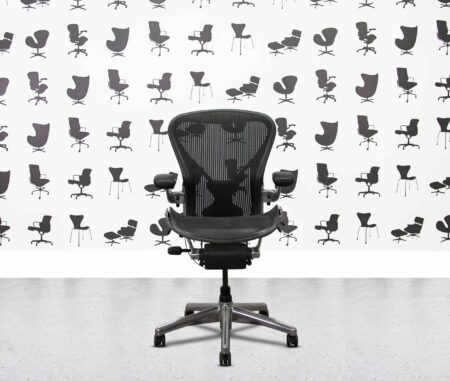 refurbished herman miller aeron classic size b full spec polished aluminium posture fit black