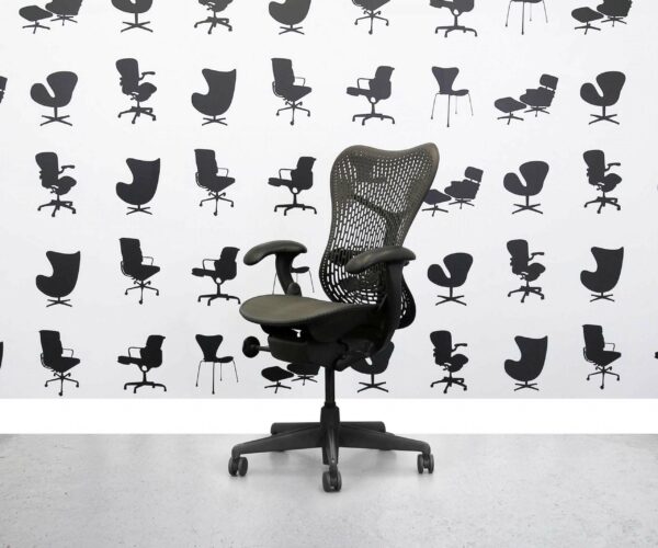 refurbished herman miller mirra chair full spec grey mesh seat black back