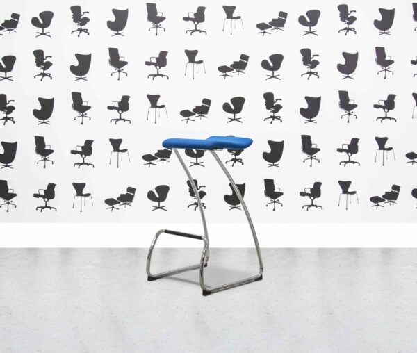Refurbished Orangebox Cantilever Spring Stool - Blue Fabric - Corporate Spec 1