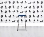 Refurbished Orangebox Cantilever Spring Stool - Blue Fabric - Corporate Spec 2