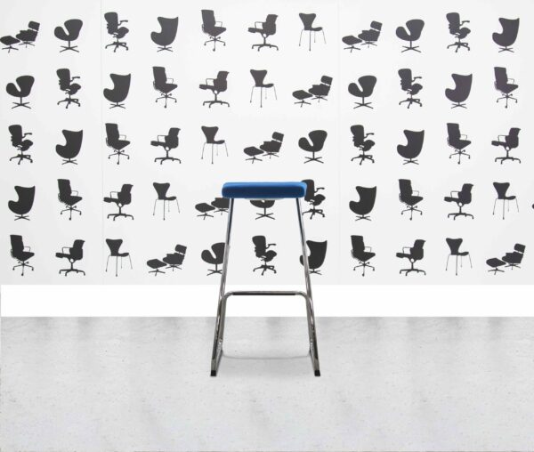 Refurbished Orangebox Cantilever Spring Stool - Blue Fabric - Corporate Spec 2