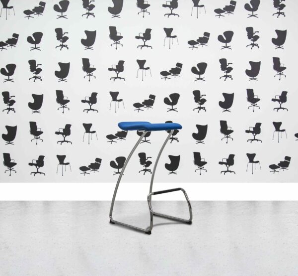 Refurbished Orangebox Cantilever Spring Stool - Blue Fabric - Corporate Spec3