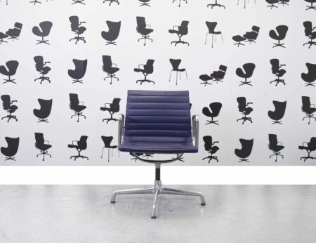 Refurbished Vitra EA108 - Purple Leather - Polished Aluminium - Corporate Spec