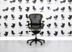 Refurbished Herman Miller Aeron Size A. Classic Version, Black Pellicle Mesh With Lumbar - Corporate Spec