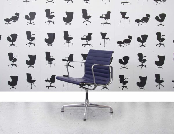 Refurbished Vitra EA108 - Purple Leather - Polished Aluminium - Corporate Spec 1