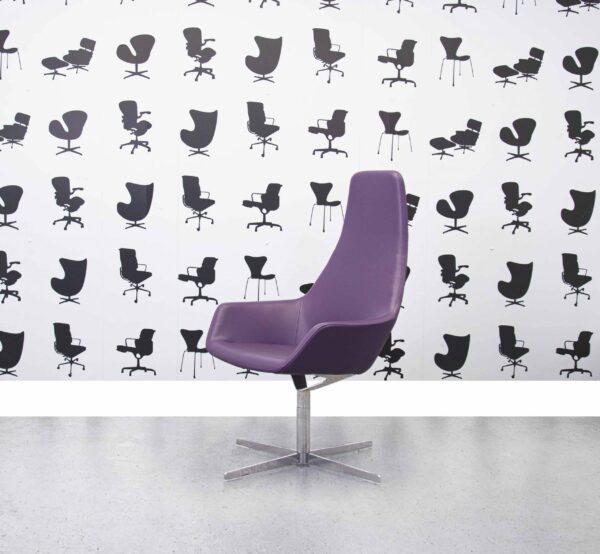 Refurbished Hitch Mylius HM86F Swivel High Back Armchair - Purple Leather - Corporate Spec 1