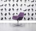 Refurbished Hitch Mylius HM86A Swivel Low Back Armchair - Purple Leather - Corporate Spec 1