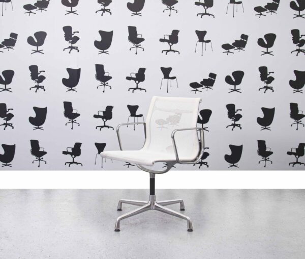 Refurbished Vitra Charles Eames EA108 Office Chair - White Mesh and Aluminium Frame - Corporate Spec 1