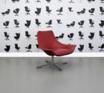 Refurbished Matteo Grassi Designer Arm Chair - 2 Leather - Red Seat and Back - Chrome 4 Star Swivel Legs - Image 4