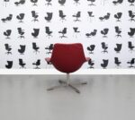 Refurbished Matteo Grassi Designer Arm Chair - 2 Leather - Red Seat and Back - Chrome 4 Star Swivel Legs - Image 3