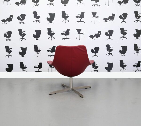 Refurbished Matteo Grassi Designer Arm Chair - 2 Leather - Red Seat and Back - Chrome 4 Star Swivel Legs - Image 3