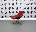 Refurbished Matteo Grassi Designer Arm Chair - 2 Leather - Red Seat and Back - Chrome 4 Star Swivel Legs - Image 2