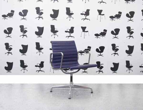 Refurbished Vitra EA108 - Purple Leather - Polished Aluminium - Corporate Spec 2