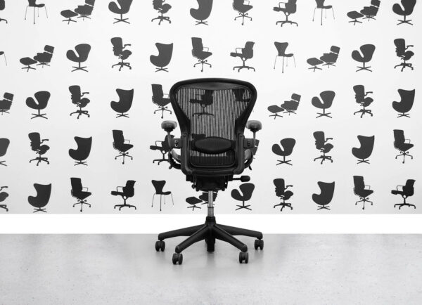 Refurbished Herman Miller Aeron Size A. Classic Version, Black Pellicle Mesh With Lumbar - Corporate Spec 2