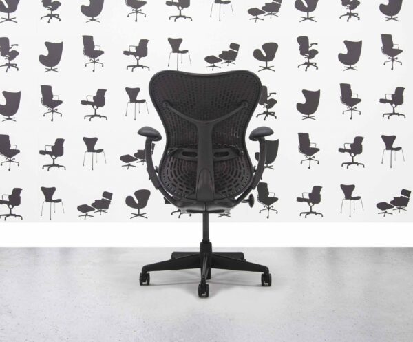 Refurbished Herman Miller Classic Mirra FULL SPEC - Black Butterfly Mesh - 4D - Tri-flex Grey Mesh Seat - Corporate Spec 2