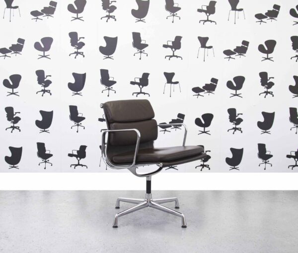 Refurbished Vitra Soft Pad EA208 - Brown Leather - Chrome Frame - Corporate Spec 3