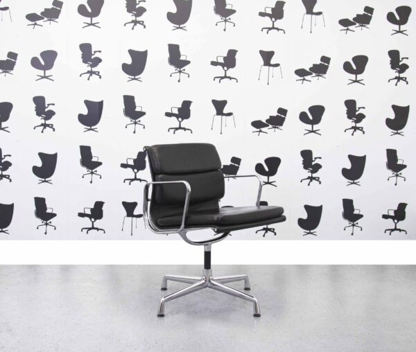 Refurbished Vitra Soft Pad EA208 - Black Leather - Chrome Frame - Corporate Spec 3