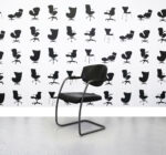 Refurbished Giroflex 16-6003 Black Leather Meeting Chair - Grey Metal Legs - Corporate Spec 3