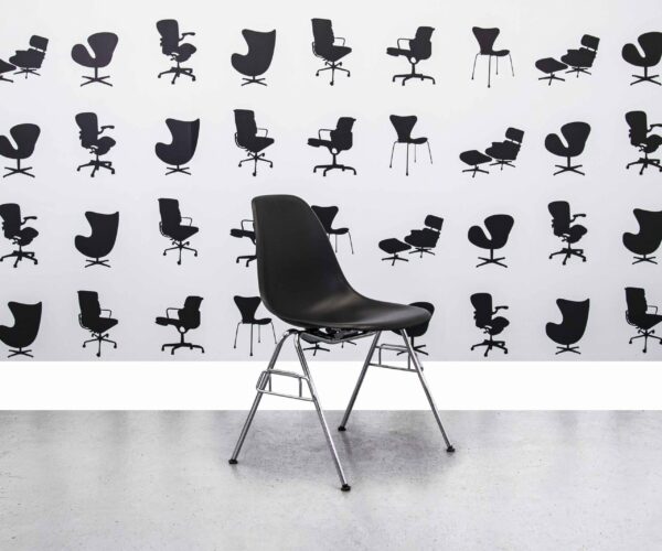 Refurbished Vitra Eames Plastic Side Chair DSS - Black - Corporate Spec 1