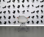 Refurbished Vitra Charles Eames DAR Chair - Red Fabric Seat - White Plastic Frame - Chrome Base - Image 3