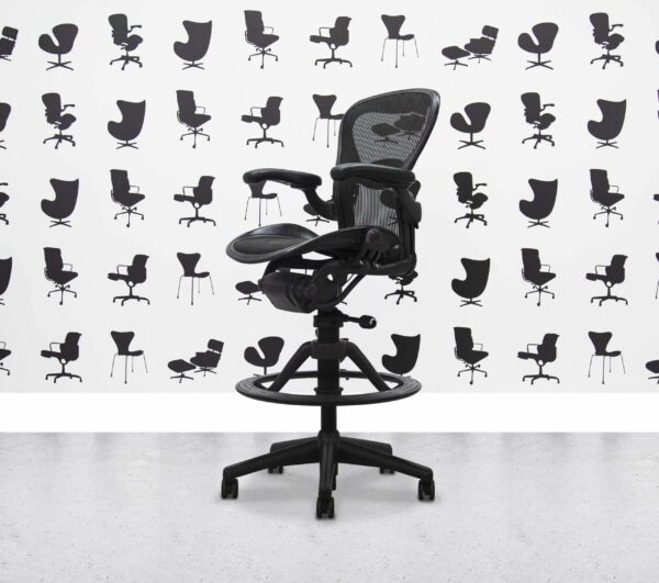 Refurbished Herman Miller Aeron Stool - Size B - Lumbar Support - Black - Corporate Spec 1