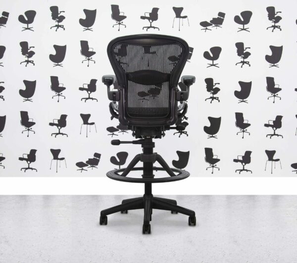 Refurbished Herman Miller Aeron Stool - Size B - Lumbar Support - Black - Corporate Spec 2