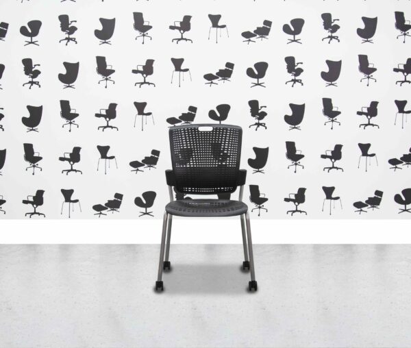 Refurbished Humanscale Cinto Stacking Chair with Wheels - Aluminium Base - Black - Corporate Spec