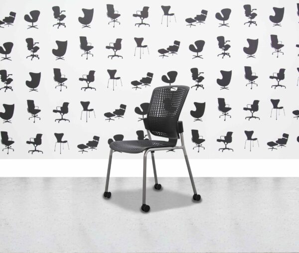 Refurbished Humanscale Cinto Stacking Chair with Wheels - Aluminium Base - Black - Corporate Spec 1