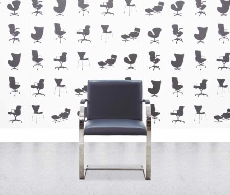 Knoll Brno Flat Bar Chair in Dark Blue Leather Chrome frame - Corporate Spec