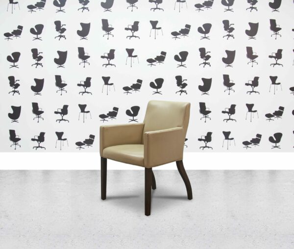 Refurbished Keilhauer Conference Chair - Wooden Legs - Beige Leather - Corporate Spec 1