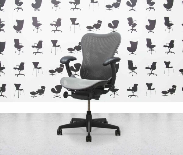 Refurbished Herman Miller Mirra 2 - Full Spec - Grey Butterfly Back - Grey Mesh Seat and Frame - Image 2