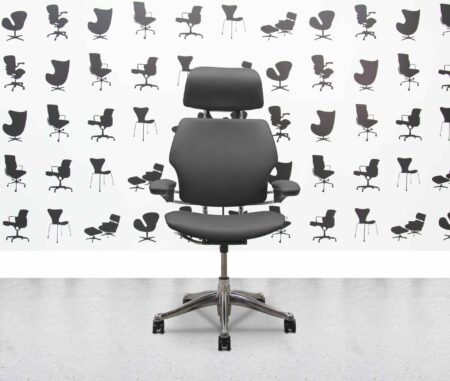 refurbished humanscale freedom high back with headrest polished aluminium autumn tan leather (copy)
