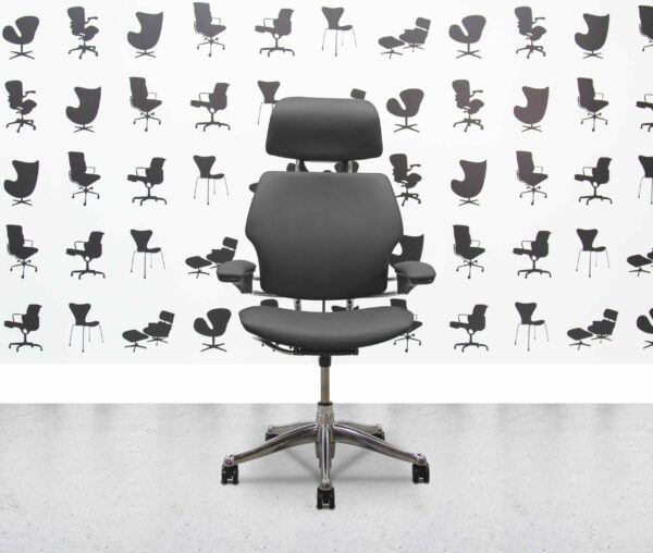 refurbished humanscale freedom high back with headrest polished aluminium autumn tan leather (copy)