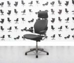 refurbished humanscale freedom high back with headrest polished aluminium grigio grey leather