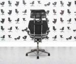 refurbished humanscale freedom high back with headrest polished aluminium grigio grey leather
