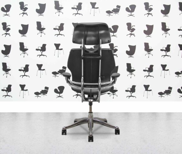 refurbished humanscale freedom high back with headrest polished aluminium grigio grey leather