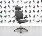 refurbished humanscale freedom high back with headrest polished aluminium grigio grey leather