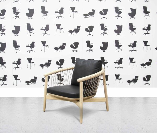 refurbished herman miller crosshatch chair white walnut frame black leather
