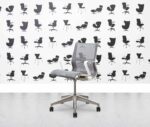 refurbished herman miller setu chair  white frame grey mesh