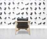 refurbished herman miller crosshatch chair white walnut frame black leather