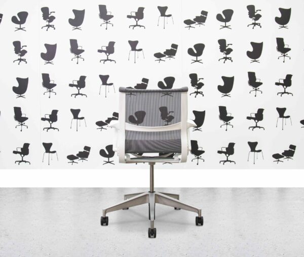 refurbished herman miller setu chair  white frame grey mesh