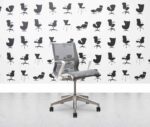 refurbished herman miller setu chair  white frame grey mesh