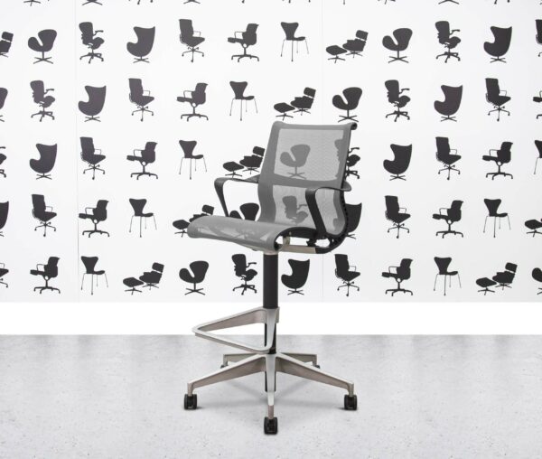 Refurbished Herman Miller Setu Stool - Grey Frame and Mesh