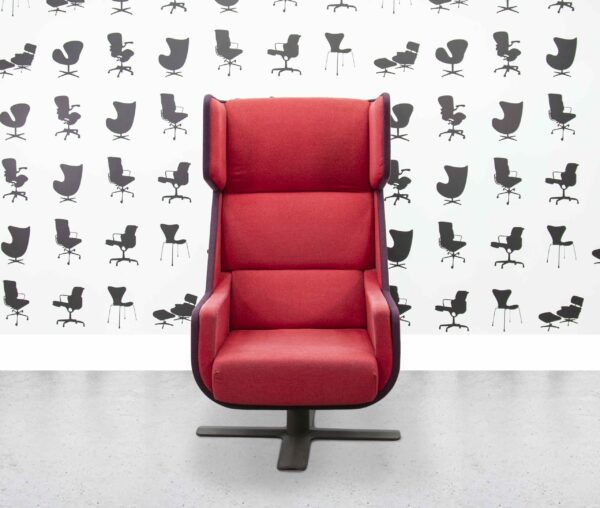 refurbished buzzi space buzzime lounge chair red fabric