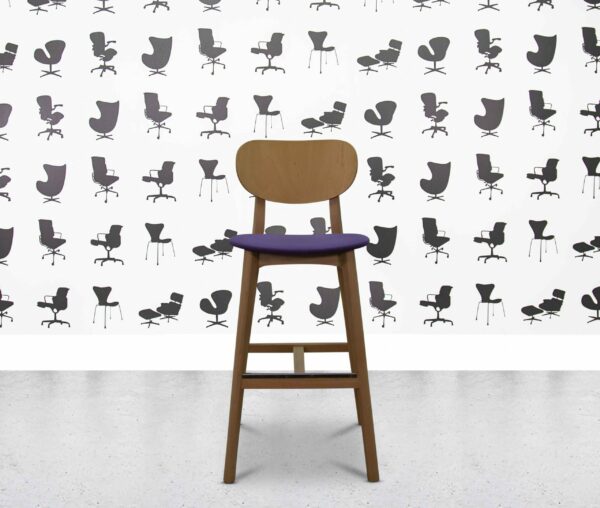 refurbished allermuir jaicer jrc5 oak stool violet fabric