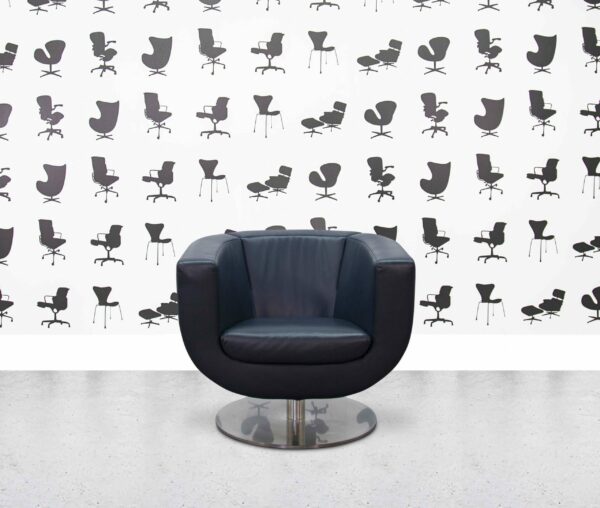 refurbished b&b italia tulip armchair abyss blue leather
