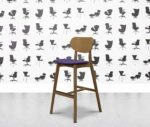 refurbished allermuir jaicer jrc5 oak stool violet fabric