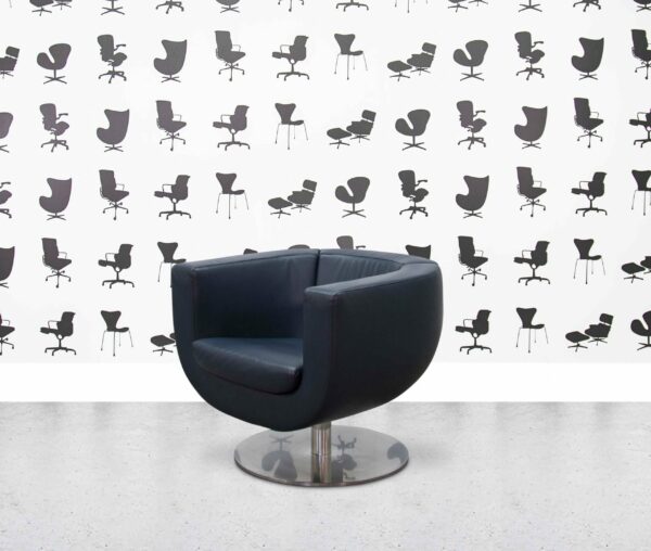 refurbished b&b italia tulip armchair abyss blue leather