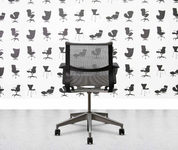 refurbished herman miller setu chair  black frame grey mesh